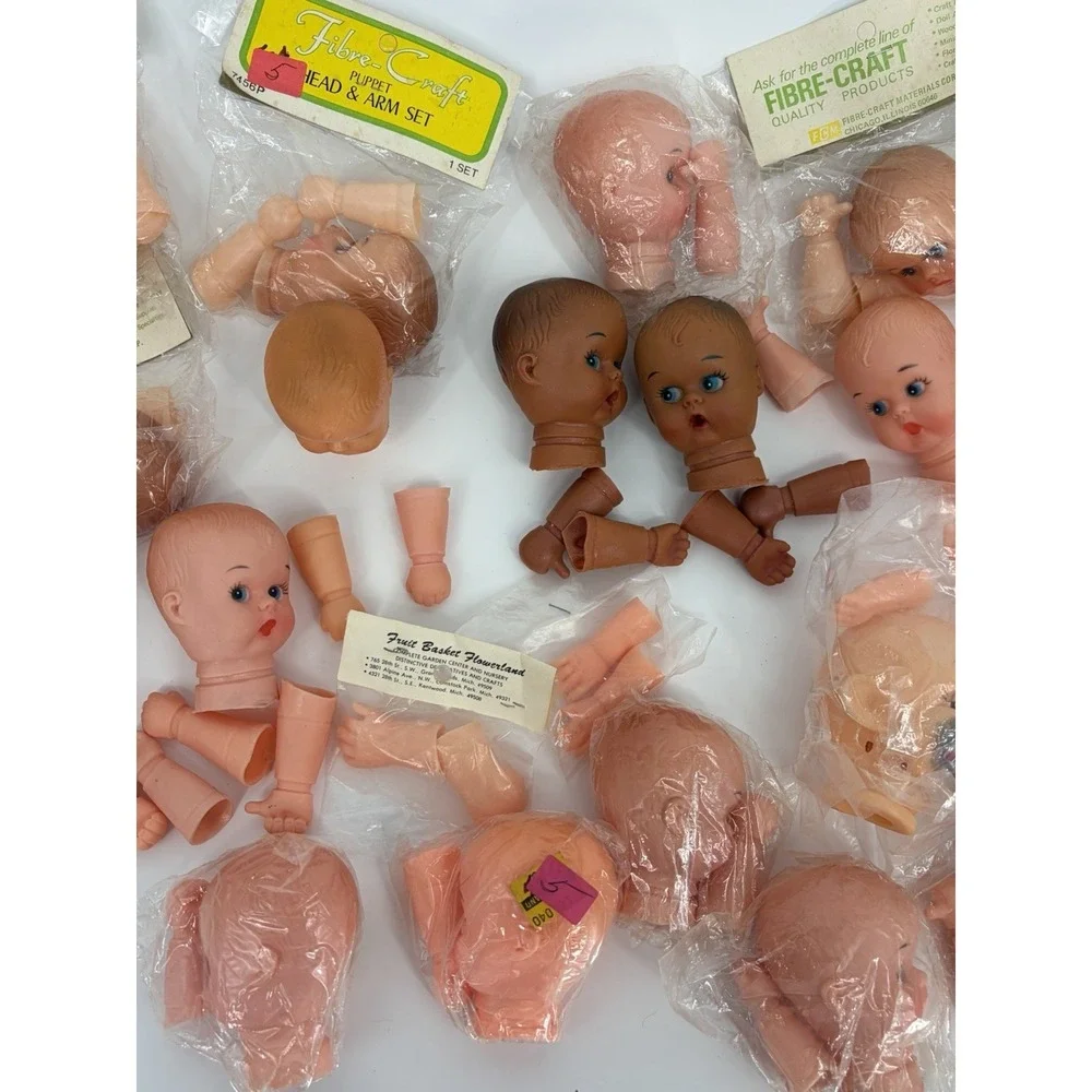 Vintage Baby Doll Heads Hands / Arms Lot of 25 New Old Stock